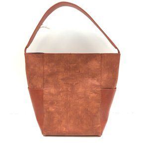 Anthropologie perforated brown bag and pouch
